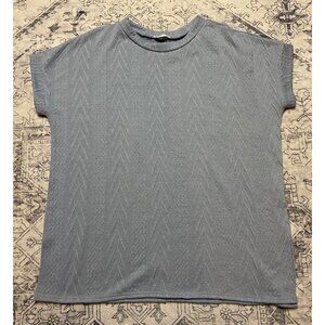 Chic Soul Light Blue Textured Knit Short Sleeve Top 2XL Polyester Made In USA
